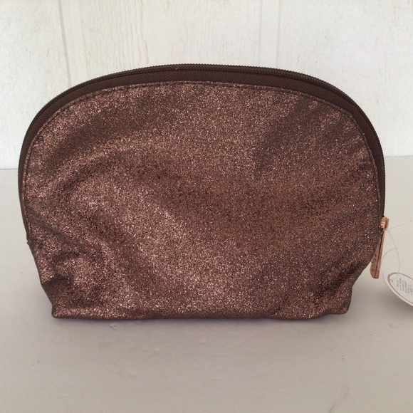 STILA BROWN GLITTER DOME MAKEUP COSMETIC BAG NWT - Picture 5 of 12